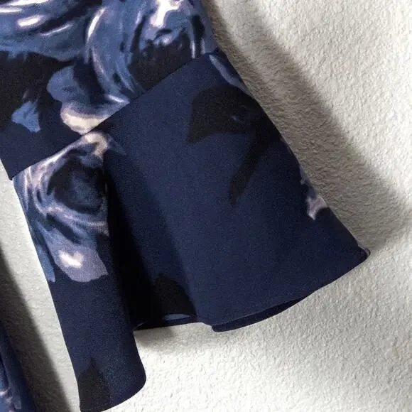 Kate Spade Night Rose Bell Sleeve Dress Size 0 Blue Romantic Botanical - Picture 7 of 11